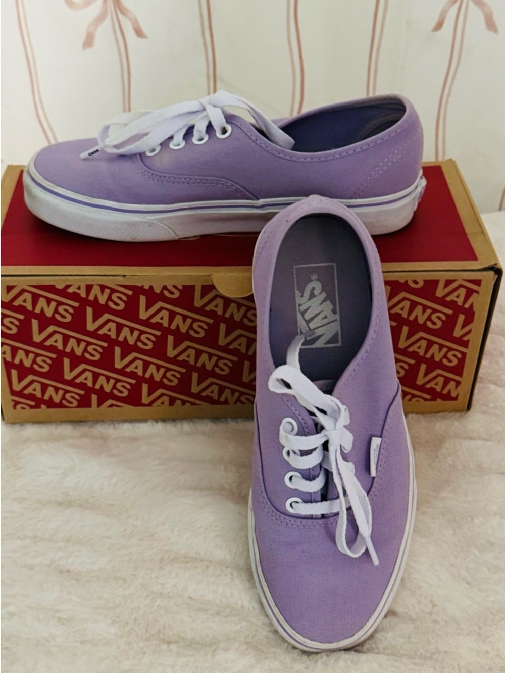 Vans Lavender Canvas Low Top Sneakers with White Laces